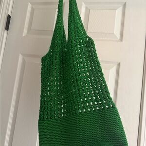 Free People Vibrant Green Knit Tote